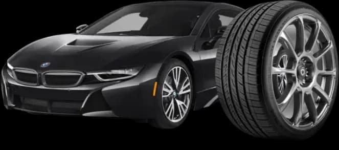 Black car and tyre