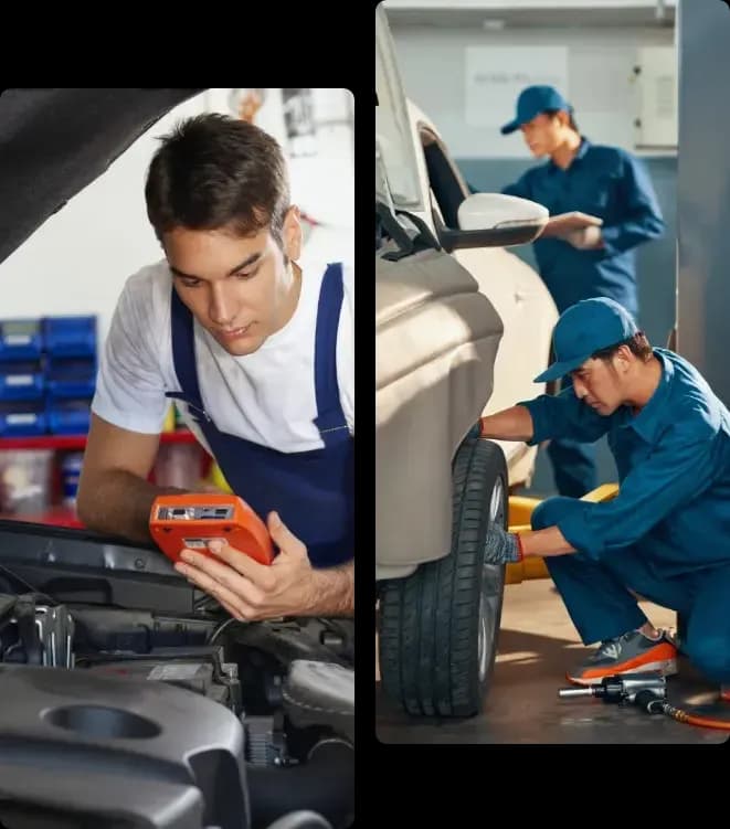 Mechanic inspecting vehicle system