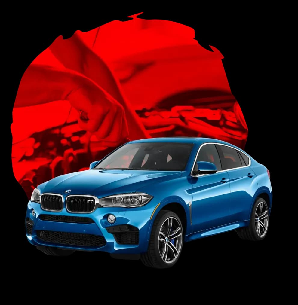 Blue car and mechanic for full car service
