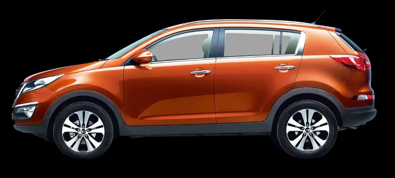 Orange car for MOT inspection