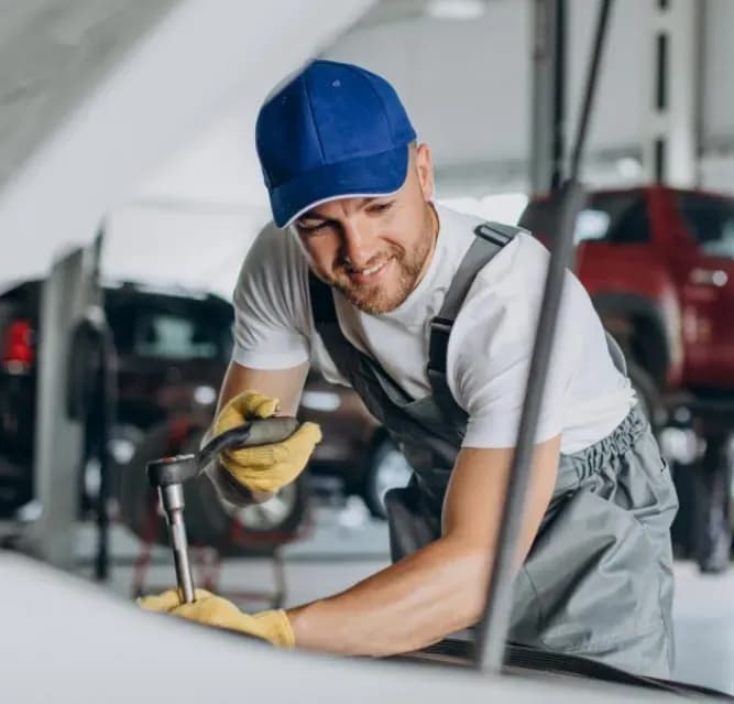 Mechanic repairing a vehicle