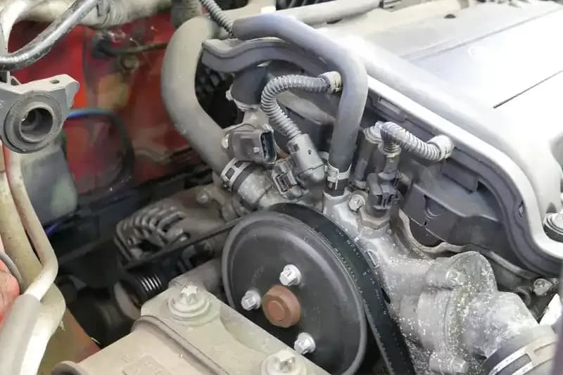 Auxiliary belt inspection close up