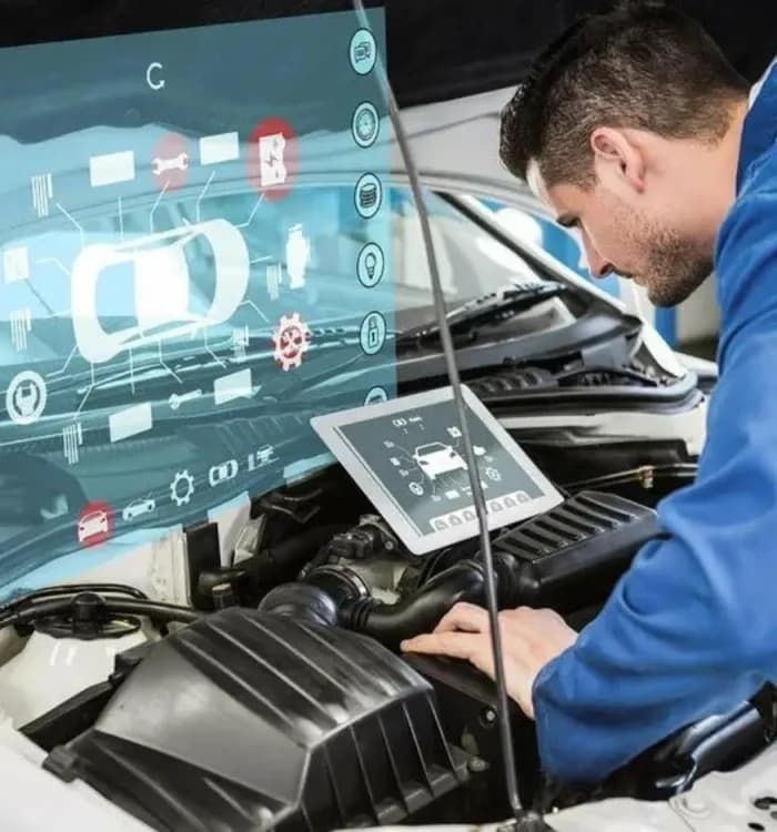 Car diagnostic scanner connected to vehicle